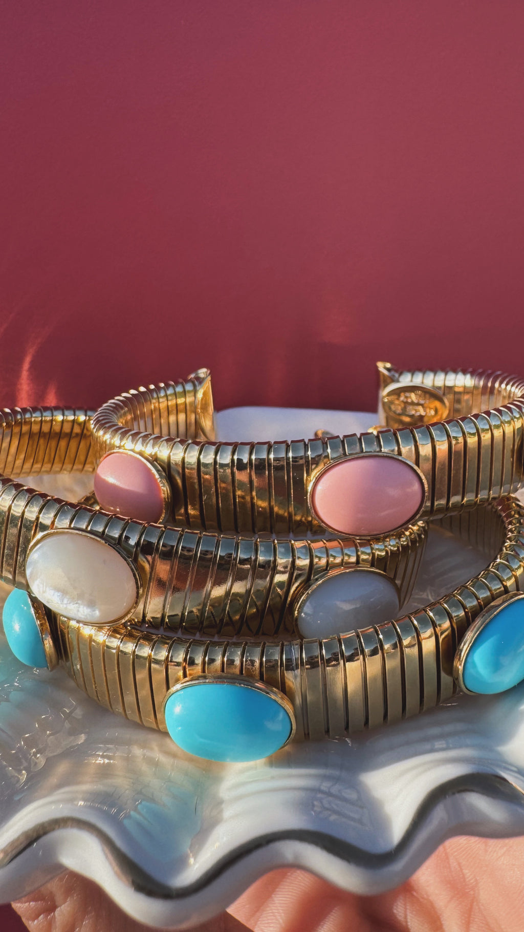 Bracciale luce meditteranea in pasta di corallo rosa