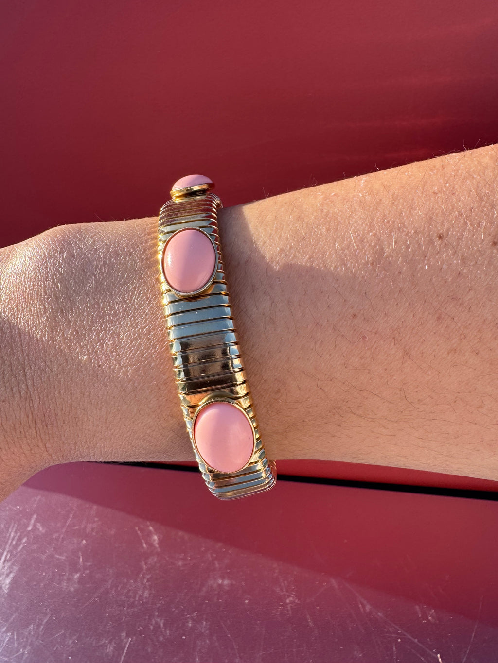 Bracciale luce meditteranea in pasta di corallo rosa