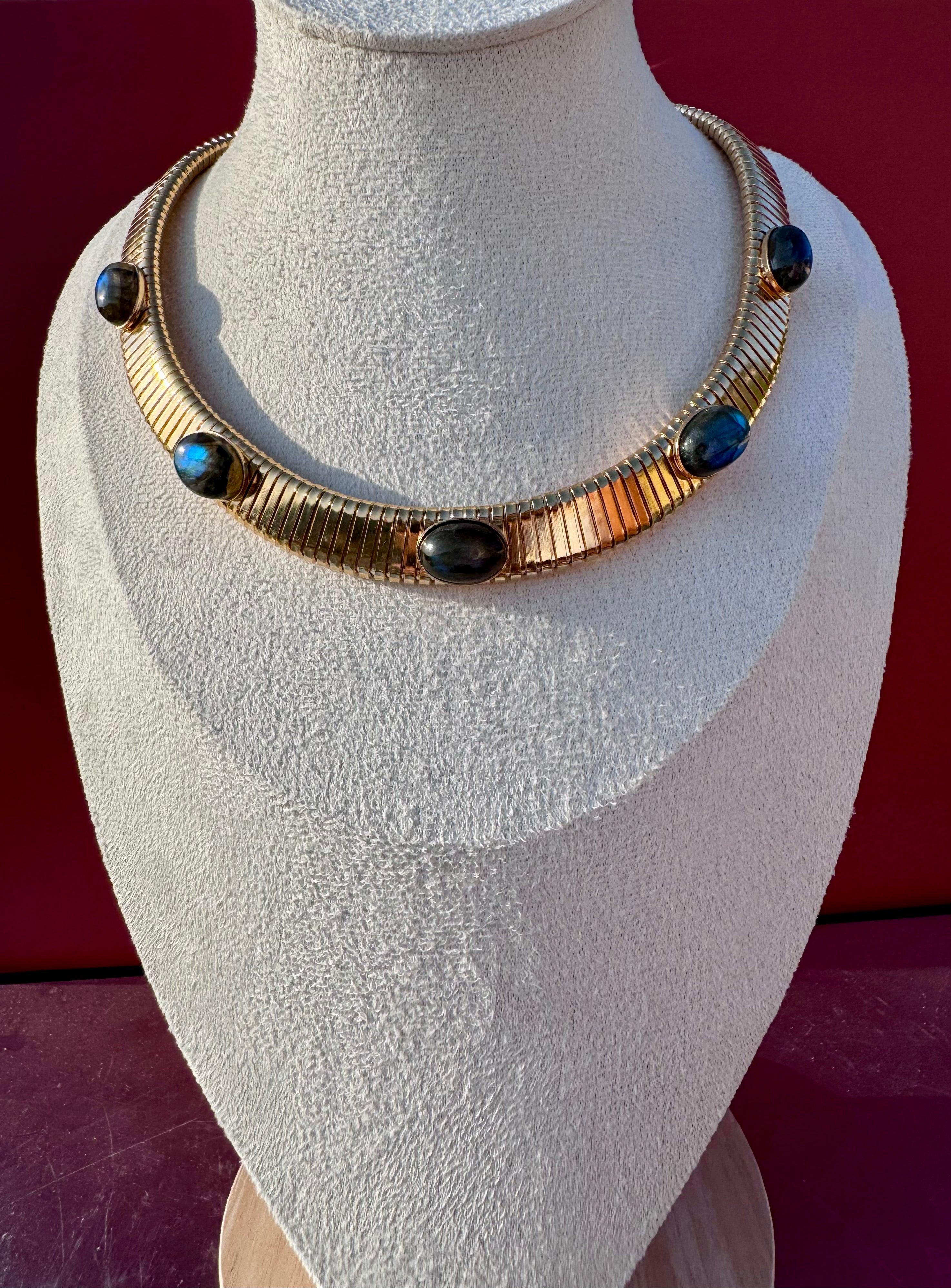 Collana luce mediterranea in labradorite
