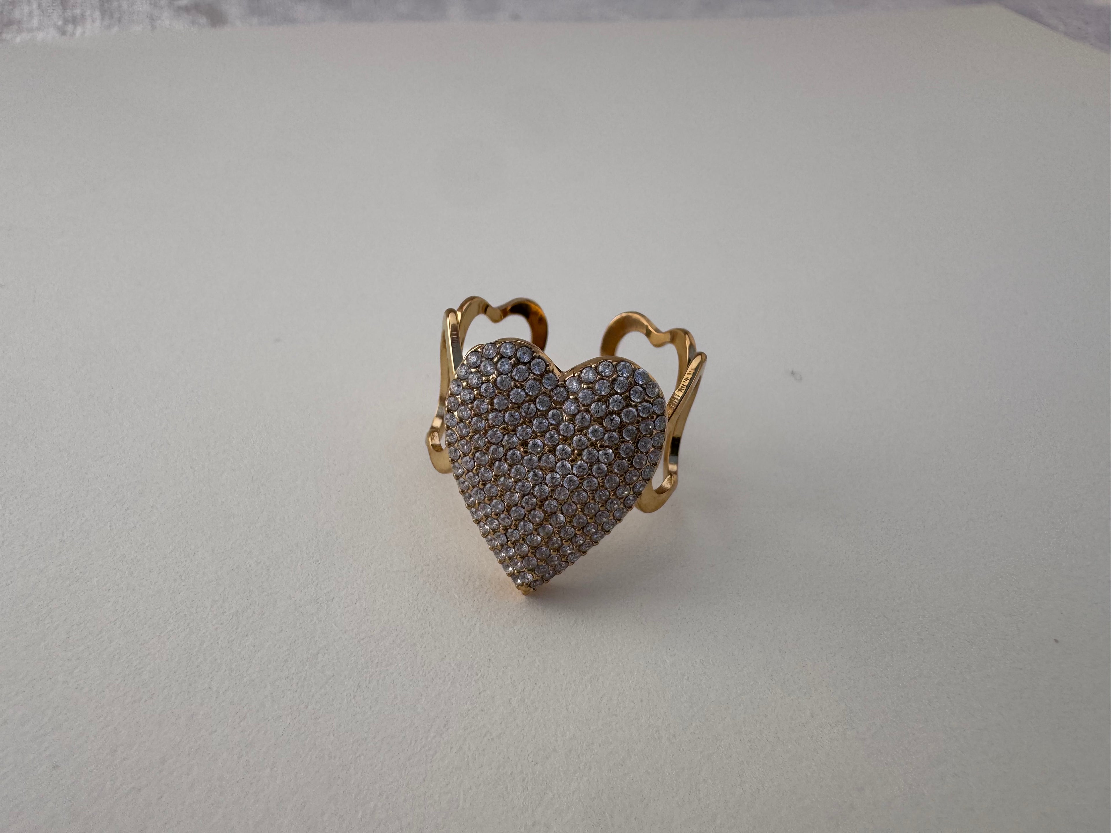 Anello cuore grande strass