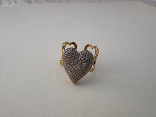 Anello cuore grande strass