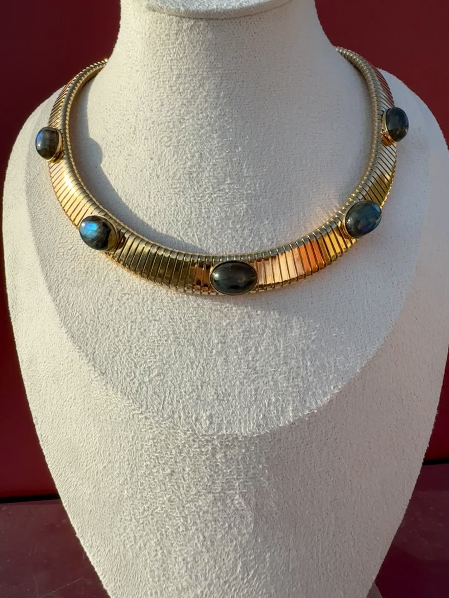 Collana luce mediterranea in labradorite
